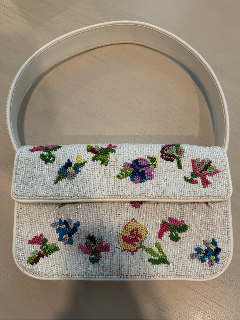 STAUD White Beaded Floral Shoulder Bag - Picture 2 of 5